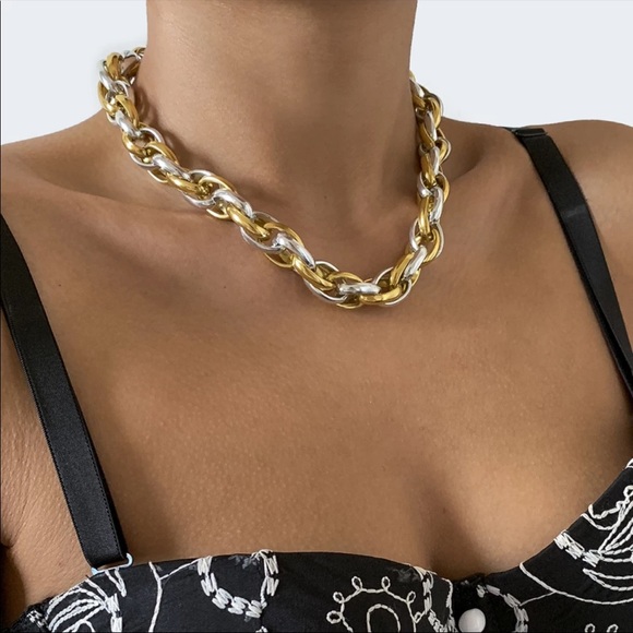 NEW PUNK STERLING SILVER CHUNKY CHOKER NECKLACE - Picture 1 of 6